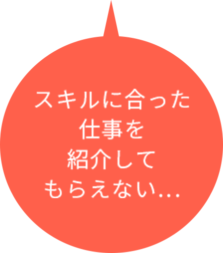 スキルに合った仕事を紹介してもらえない…